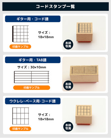 コード譜やTAB譜がポン！と押せるはんこ「音楽ずかん 楽器練習スタンプ」登場