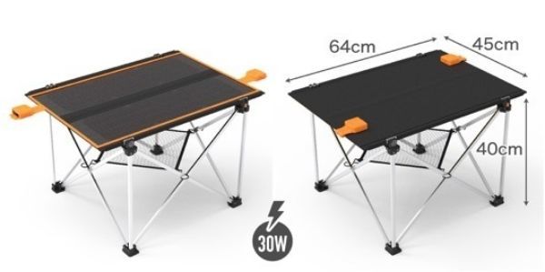 5.屋外での充電も心配無用！太陽光発電付き折り畳み式テーブルの発売を開始