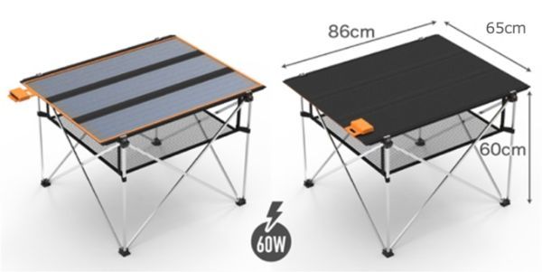 7.屋外での充電も心配無用！太陽光発電付き折り畳み式テーブルの発売を開始