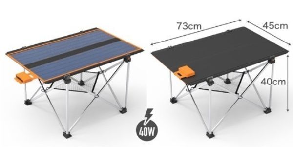 6.屋外での充電も心配無用！太陽光発電付き折り畳み式テーブルの発売を開始