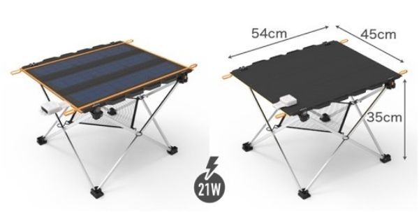 4.屋外での充電も心配無用！太陽光発電付き折り畳み式テーブルの発売を開始