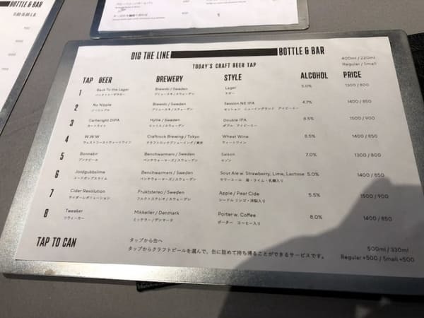 京都・新風館にあるビアバー【DIG THE LINE BOTTLE & BAR】