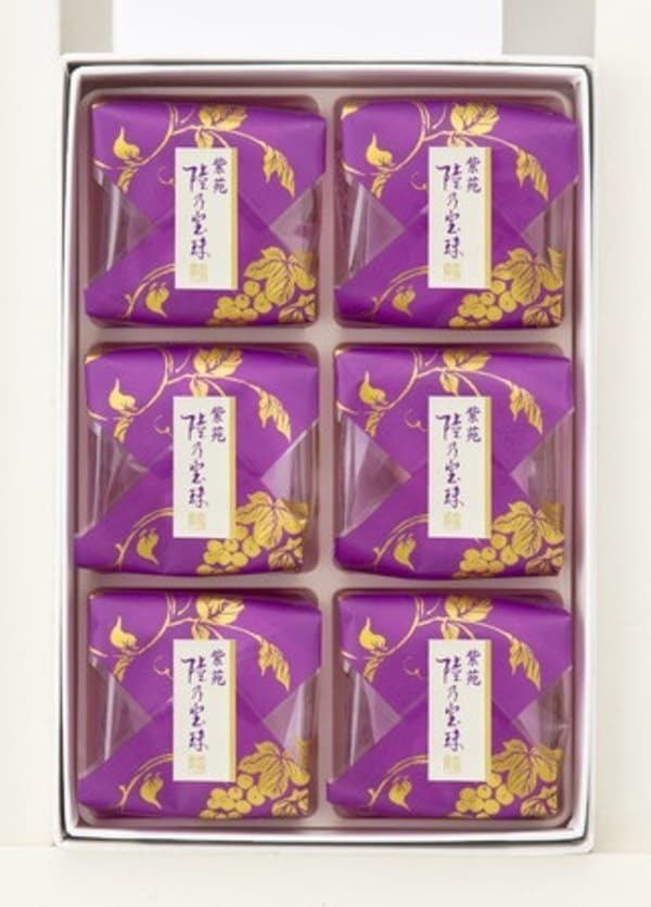 岡山県産ぶどう“紫苑”を使用した果実菓子『陸乃宝珠 紫苑』が販売中