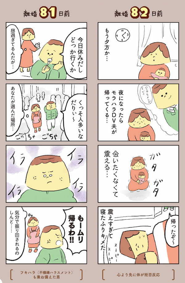 ＜離婚マンガ7＞モラハラ夫からのDVが始まった日、カベに穴が空いた…