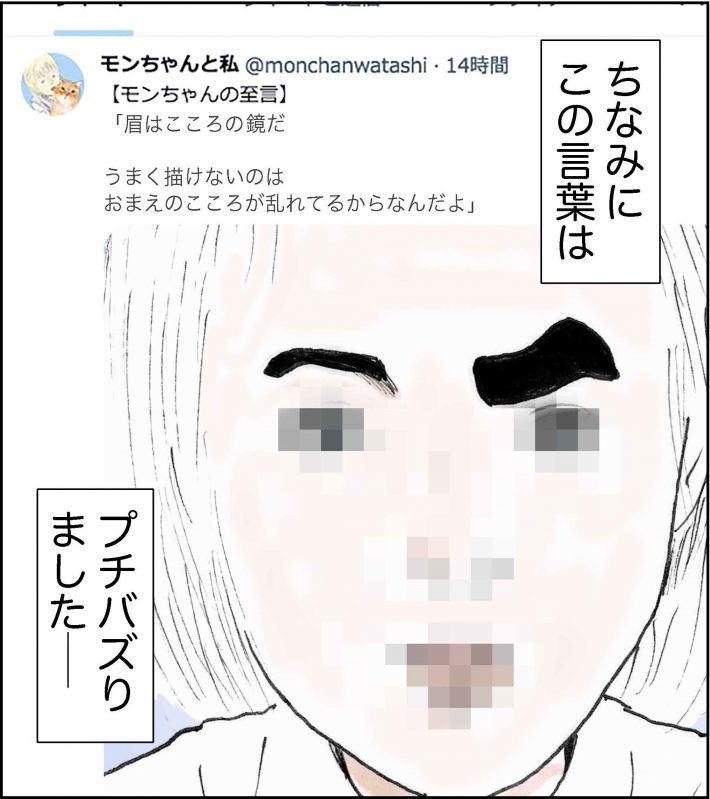 ＜猫漫画＞猫先生の名言「眉はこころの鏡だ」そのココロは？／モンちゃんと私