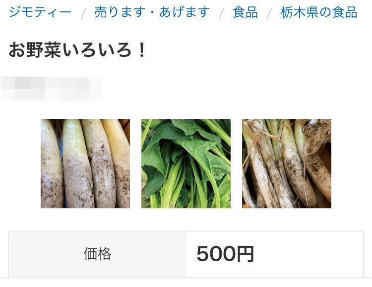 山盛りの新鮮野菜がたった500円！「ジモティー」で食費も節約