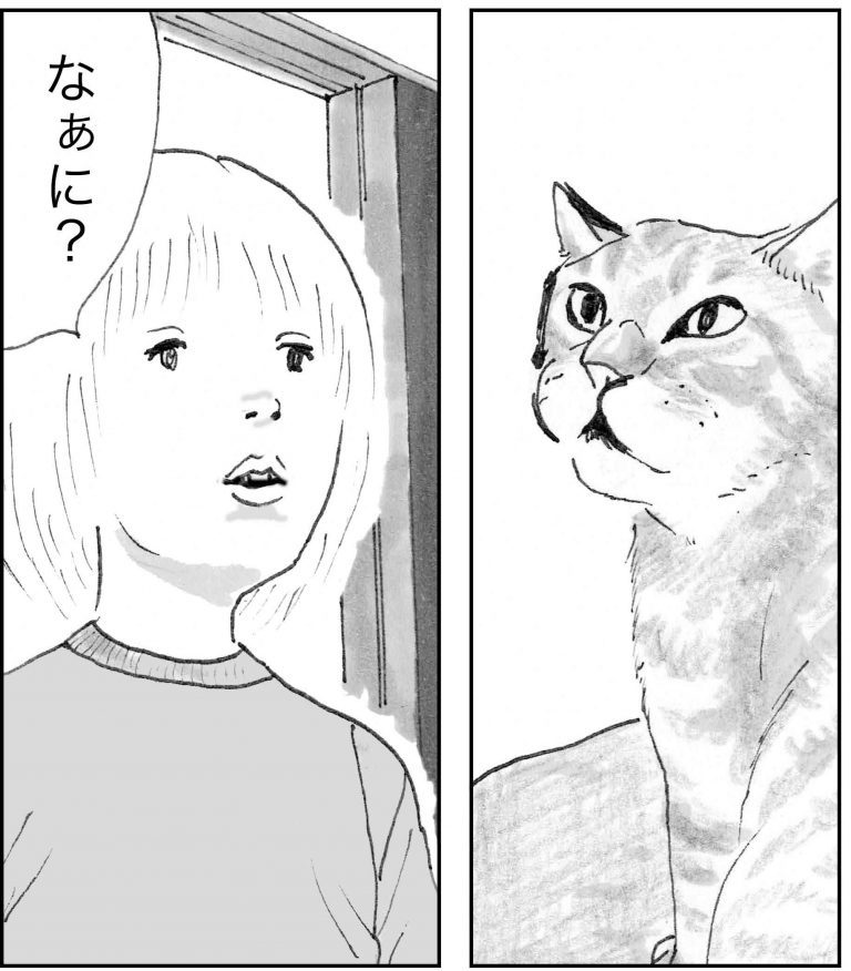 ＜猫漫画＞河原で会った「しゃべる猫」が家に来た／モンちゃんと私